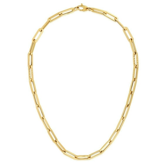 14k Yellow Gold Paperclip Chain Bracelet 6mm, 7.5"