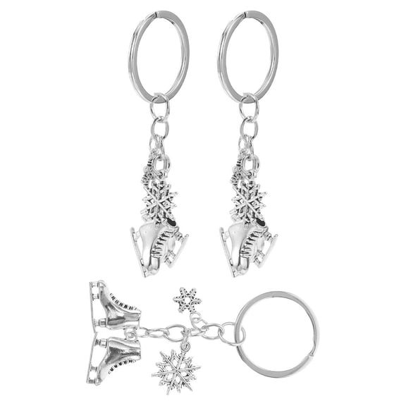 Masteelf  3 Pcs Skate Keychain Three-way Rings Ski Ice Decoration Silver