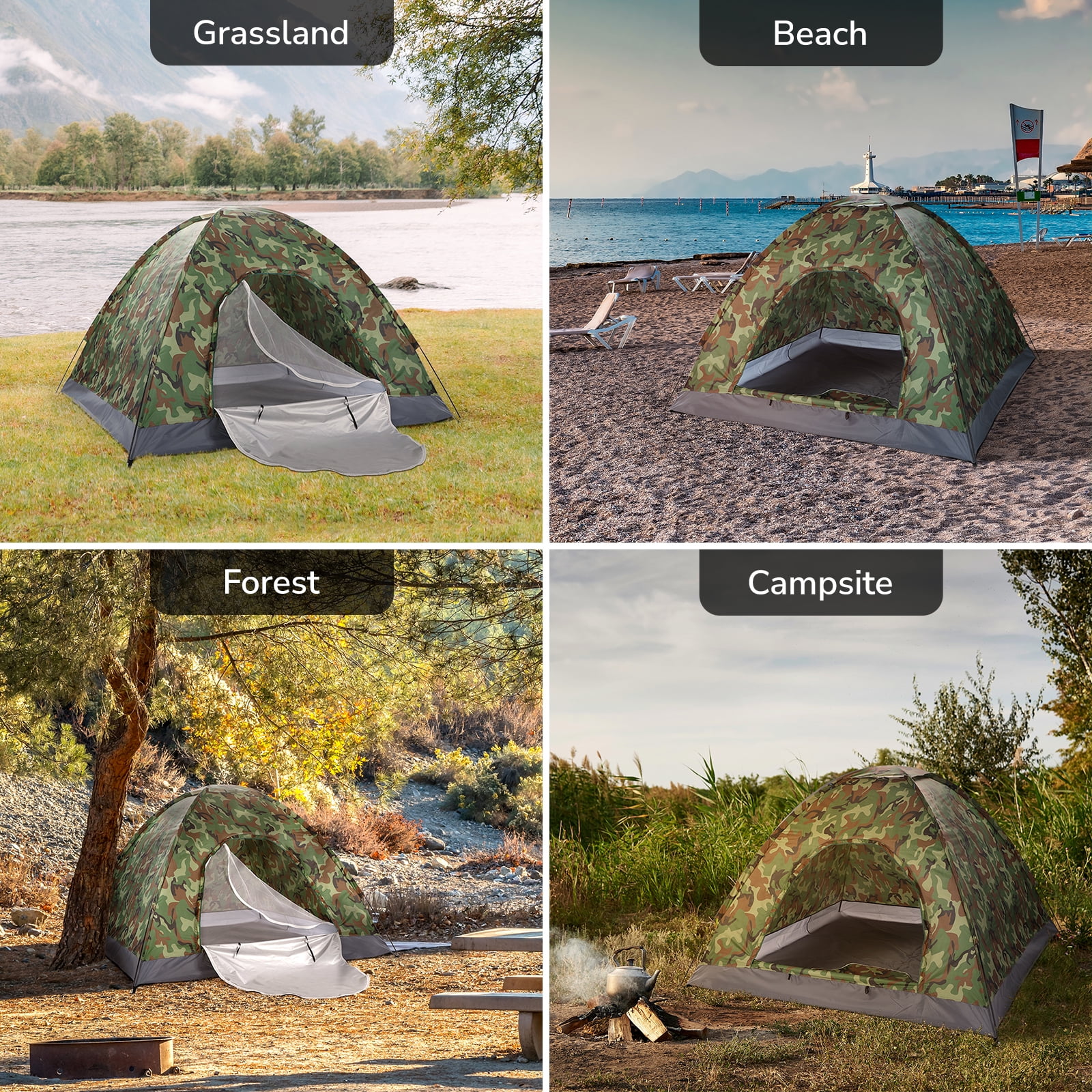 UBesGoo 3-4 Person Outdoor Camping Waterproof Tent Fast Family