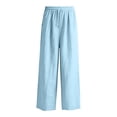 thumbnail image 4 of Girls Cotton Linen Pants for Girls Wide Leg Drawstring Pant Casual Summer Beach Sweatpants Palazzo Flowy Boho Dress Trousers, 4 of 8