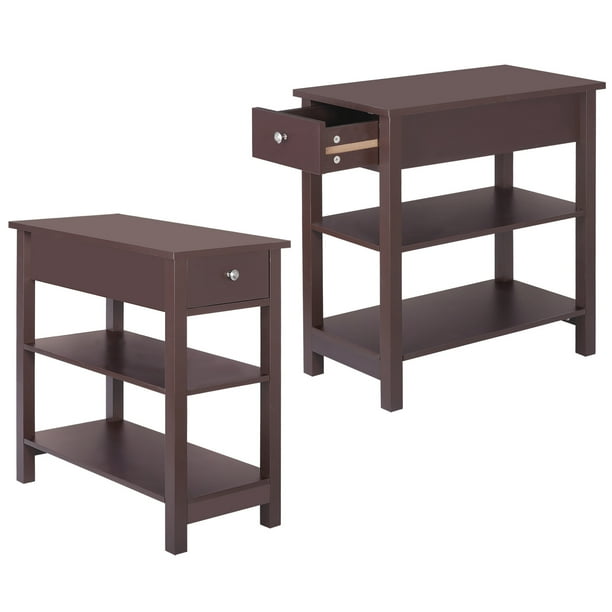 HomGarden 2 Pack 3Tier Small End Table Modern Narrow MDF Sofa Side