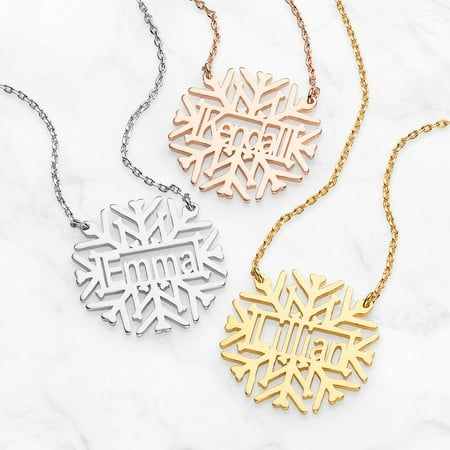 Personalized Planet Snowflake Name Necklace ,Women's