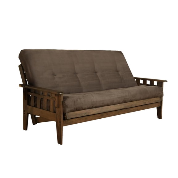 Kodiak Furniture Tucson Frame with Suede Fabric Mattress in Gray/Walnut