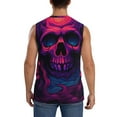 thumbnail image 4 of Balery Purple-Red Skull Camisetas sin mangas para hombre, absorbe la humedad y protege contra el mal olor.-Small, 4 of 7