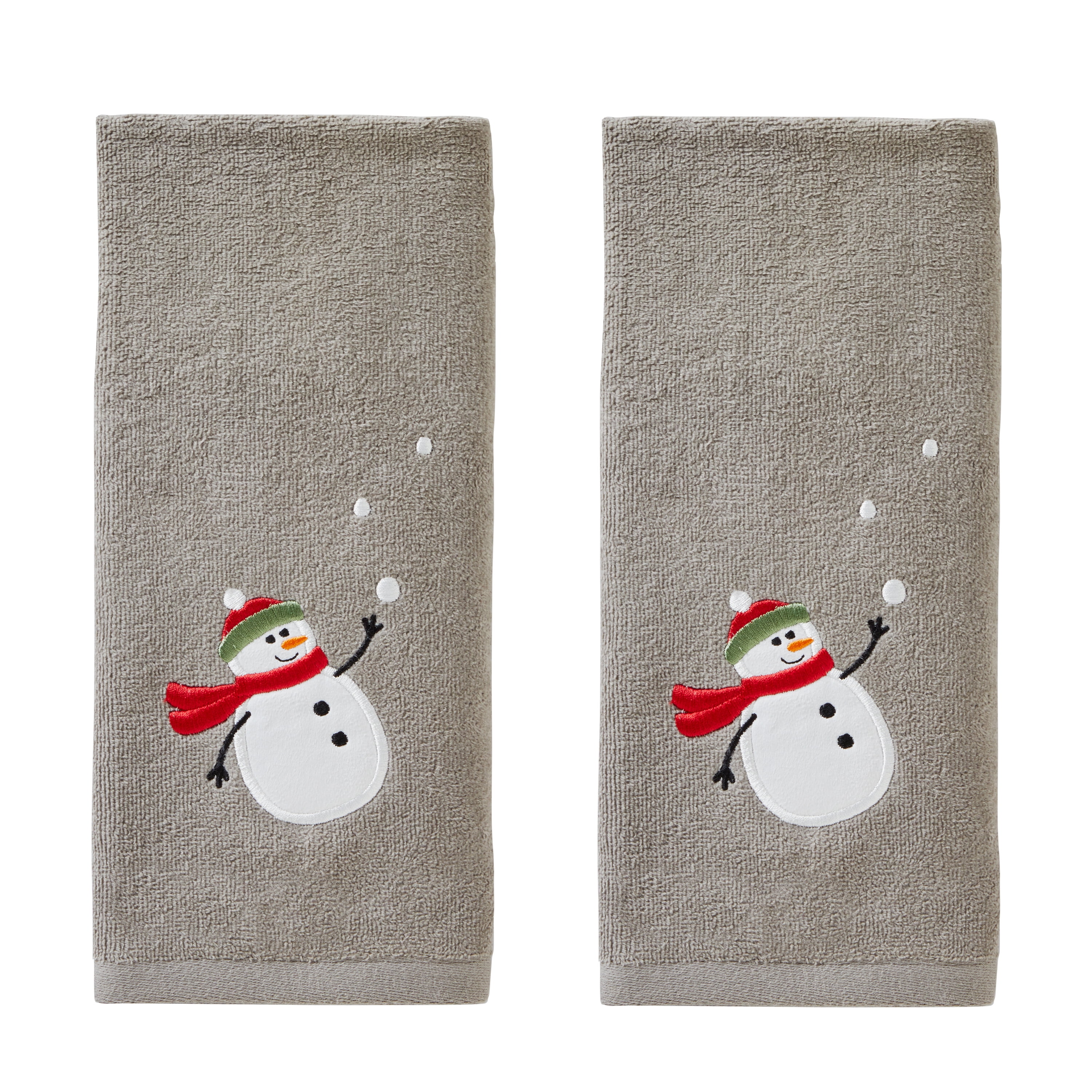 SKL Home Snowman With Snowballs 2 Piece Hand Towel Set, Gray