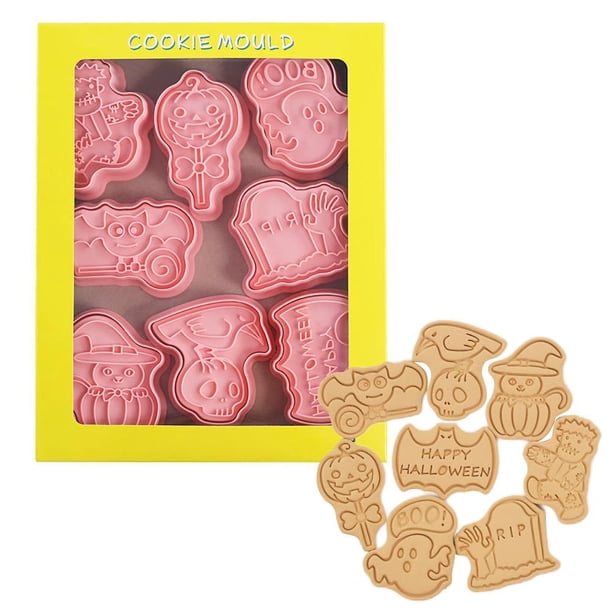 cortadores de galletas 3D para Halloween, Acción de Gracias, moldes para hornear, prensa manual, sellos para galletas.