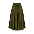 thumbnail image 5 of RUTAYY Bohemian Style Tiered Flared Midi Skirt For Women Flowing A-Line Skirt With Lightweight Fabric For Casual Wear And Beach Outings Solid Color Flowy Swing Pleated Beach Skirts, 5 of 7