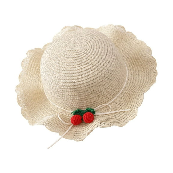 Maean Girls Wide Brim Straw Sun Hat Breathable Sun Protection Beach Hat Toddler Kids Summer Vacation Hat
