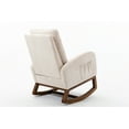 thumbnail image 3 of Rocking Chair, Modern Linen Upholstered Accent Chair Armchair with Solid Wood Base and Side Pocket, Comfy High Back Single Sofa Chair Nursery Glider Rocker for Living Room Bedroom, Cream, 3 of 7