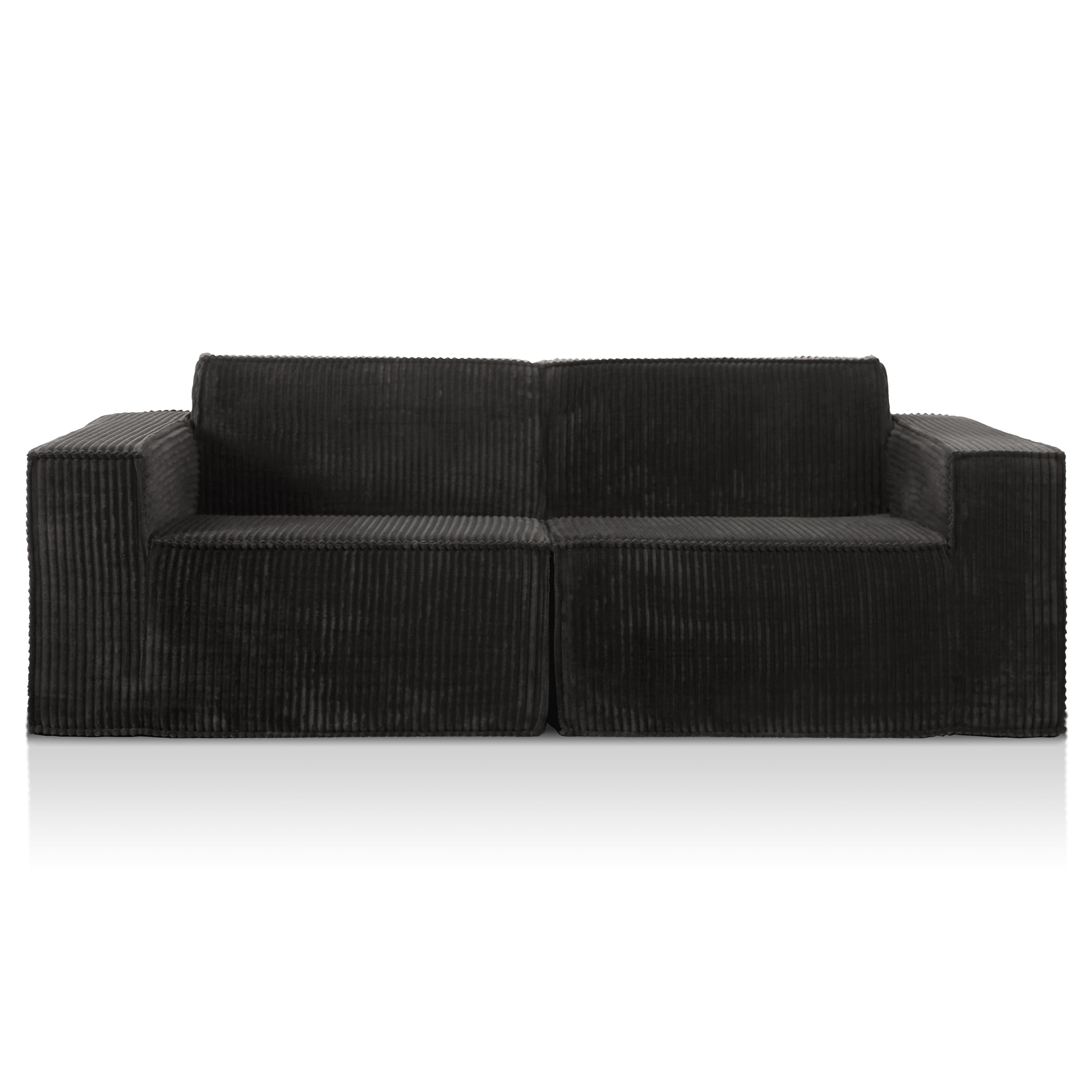 Furniture of America Solan Modern Chenille Modular Wide Track Arms Loveseat, Black