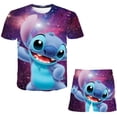 thumbnail image 1 of Verano bebé niño Disney Stitch ropa niños ropa conjunto para niñas niños camiseta pantalones cortos 2 uds trajes dibujos animados Casual ropa 12T Gao Jinjia LED, 1 of 2