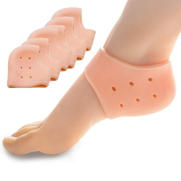 Gealach Heel Cups, Silicone, Skin Color, Plantar Fasciitis Relief, Bone Spurs Protection, 3 Pairs