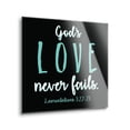 thumbnail image 2 of His Love Never Fails Black Mint 24 x 24 Glass Wall Hanging Sign, 2 of 4