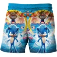 thumbnail image 3 of Pantalones de playa para niños de 4 a 14 años, pantalones cortos Sonic The Hedgehog, pantalones Harajuku para niñas y niños, estampado de dibujos animados en 3D, 3 of 5