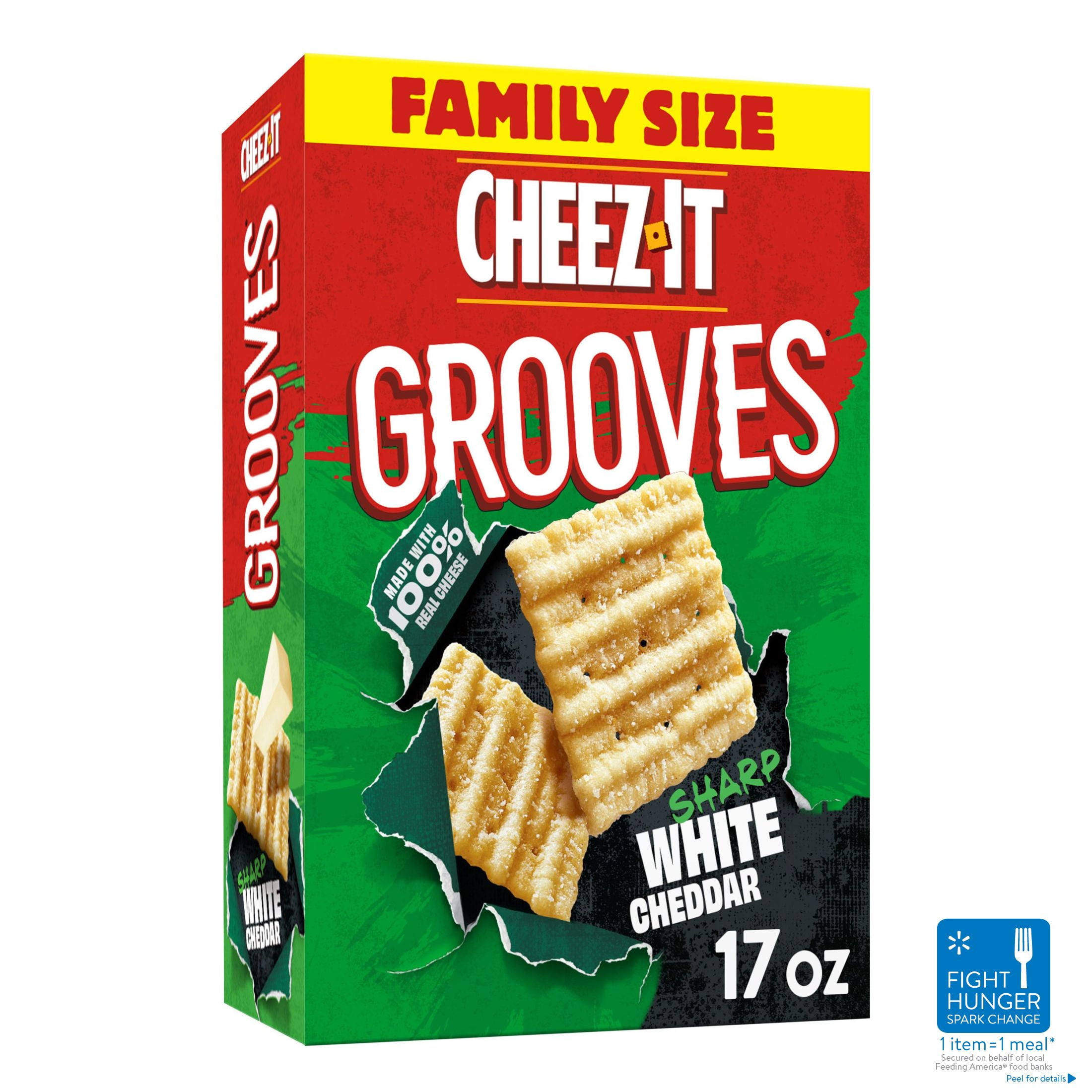 Cheez-It Grooves Sharp White Cheddar Baked Cheese Crackers, 17 oz