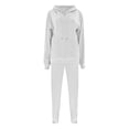 thumbnail image 4 of Gibobby Sudaderas de Forro Polar y Pantalones Mono con capucha de otoño e invierno de color sólido para mujer con bolsillos, mangas largas y cintura elástica(Blanco,G), 4 of 5