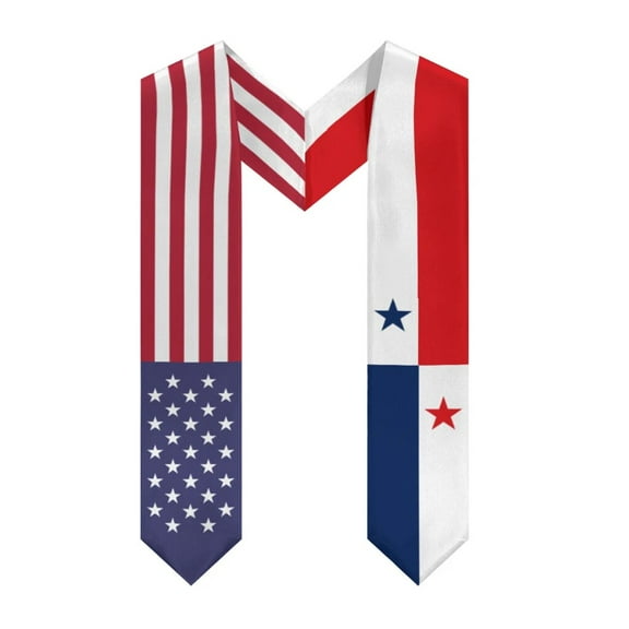 More design Graduation shawl Panama Flag & United States Flag Stole Sash Honor Study Aboard International Students