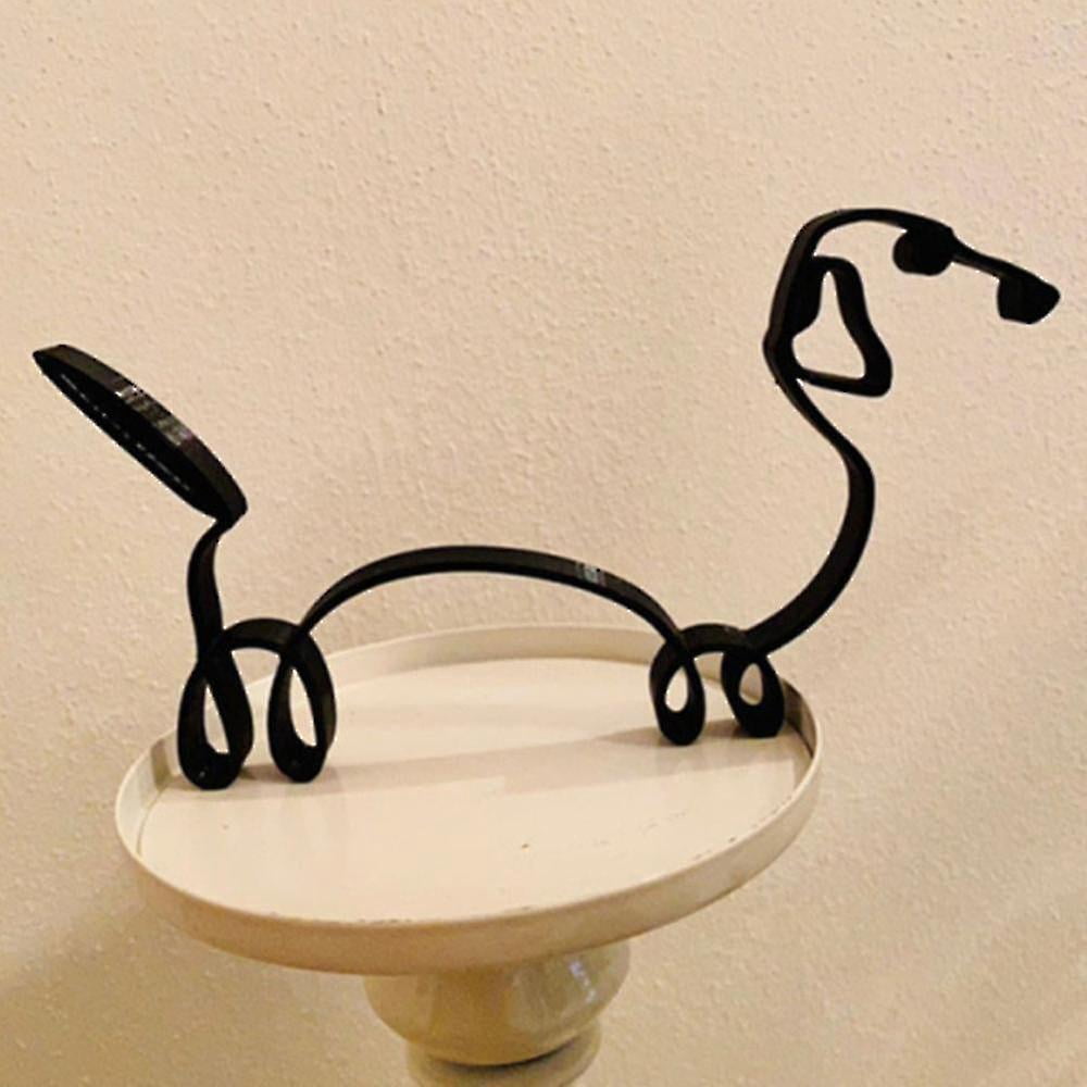 Decoración Jardín Perros Salchicha - Pack 2 Estatuas Metal Negro, Estacas Para Exterior, Regalo Amantes Perros