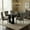 black table and gray chairs, variant on Sumdeal 5/7-piece dining and chair set includes a 64.5-inch black modern dining table and 4/6 velvet upholstered chairs, suitable for dining rooms, kitchens, and meeting rooms.