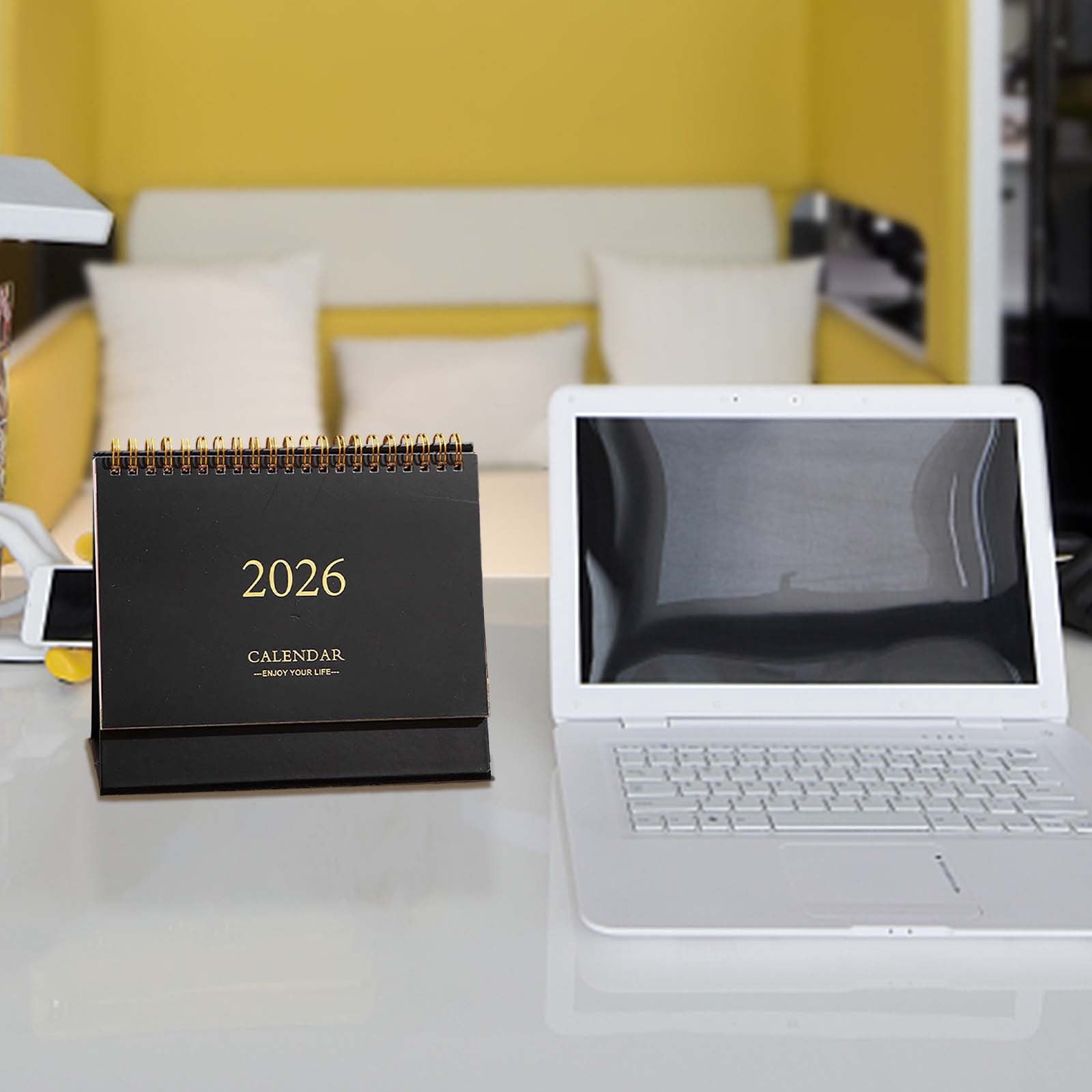 Yunuuuoa 2 Packs 2026 Desktop Calendar, Minimalist Office Planner with Borders, Memo Note for Productivity, Modern Desk Organizer, Office Supplies, Desk Accessories, Gift for Professionals