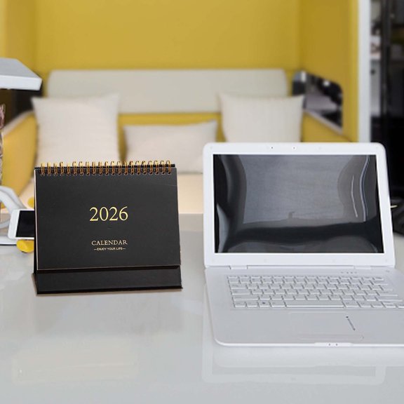 Ycandiee Small Desk Calendar 2026, Desktop Calendar from Now to Dec 2026, Metal Ring Twin-Wire Binding Monthly Desktop Calendar for Home Office School