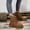 #161-Brown, variant on Roncen Women's Fashion Casual Winter Warm Ankle Boots - Comfortable Short Round Toe Booties with Side Zipper, Front Lace-Up Design, Chunky Low Heel for Style and Support