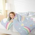 thumbnail image 4 of Feelyou Cartoon Rainbow Cloud Bedding Comforter Set, Kawaii Stars Galaxy Sky Twin Comforter Sets, Teens Kids Boys Girls Reversible Bedding Set, Luxury Bedroom Decor, 2pcs, 4 of 8