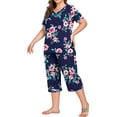 thumbnail image 4 of Cueply Women Plus Size Pajamas Set Short Sleeve Pjs Sleepwear Loungewear Nightwear with Pockets, 4 of 6