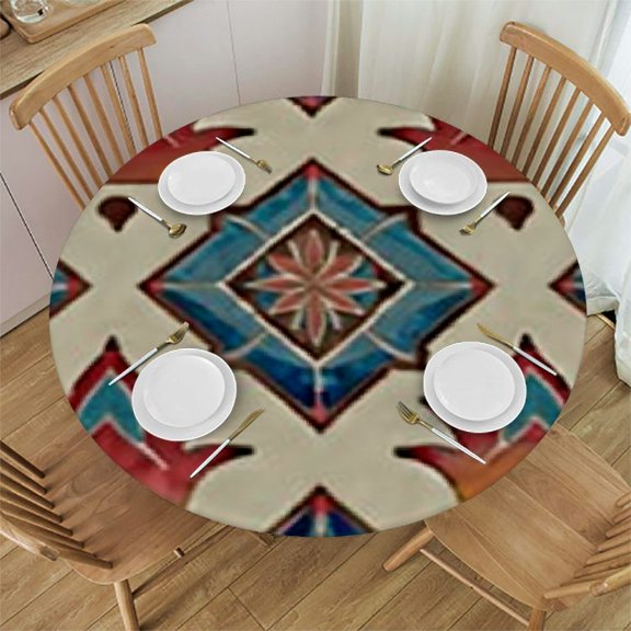 Round Tablecloth Fitted Table Cover, Elastic Tablecloths Stretch Cloth