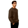 thumbnail image 4 of Solid Color Men's Winter Fleece-Lined Crewneck Sweatshirt | Oversized Warm Thick Solid Color For Casual & Daily Wear,Coffee,S, 4 of 7