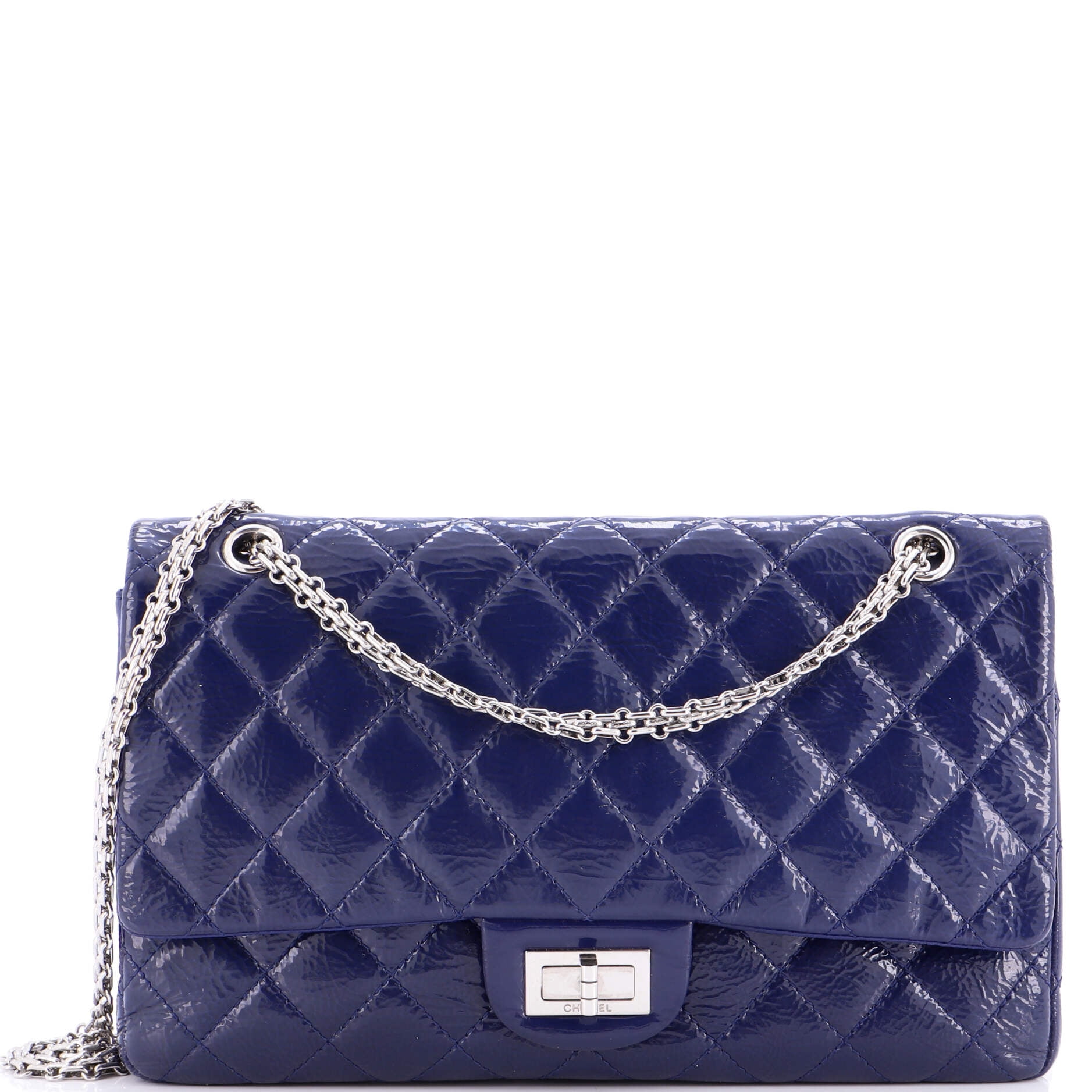 Pre-Owned CHANEL Reissue 2.55 Flap Bag Quilted Crinkled Patent 227 By Rebag