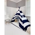 thumbnail image 4 of Play Tent Canopy Bed in Navy Blue and White Stripe Canvas WITH Doors, 4 of 16