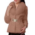 thumbnail image 2 of BLTIBY Women's Faux Fur Winter Coat Fall Winter Fuzzy Warm Plus Size Fleece Jacket Elegant Open Front Cardigan Casual Cropped Dressy Outerwear with Belt Brown M, 2 of 3