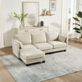 thumbnail image 4 of Howcool Cloud Couch Modular Sectional Sofa 3 Seat 93" L Shaped Convertible Couch Chenille Thick Cushion with Ottoman, Removable & Washable Cover for Living Room,Beige, 4 of 8