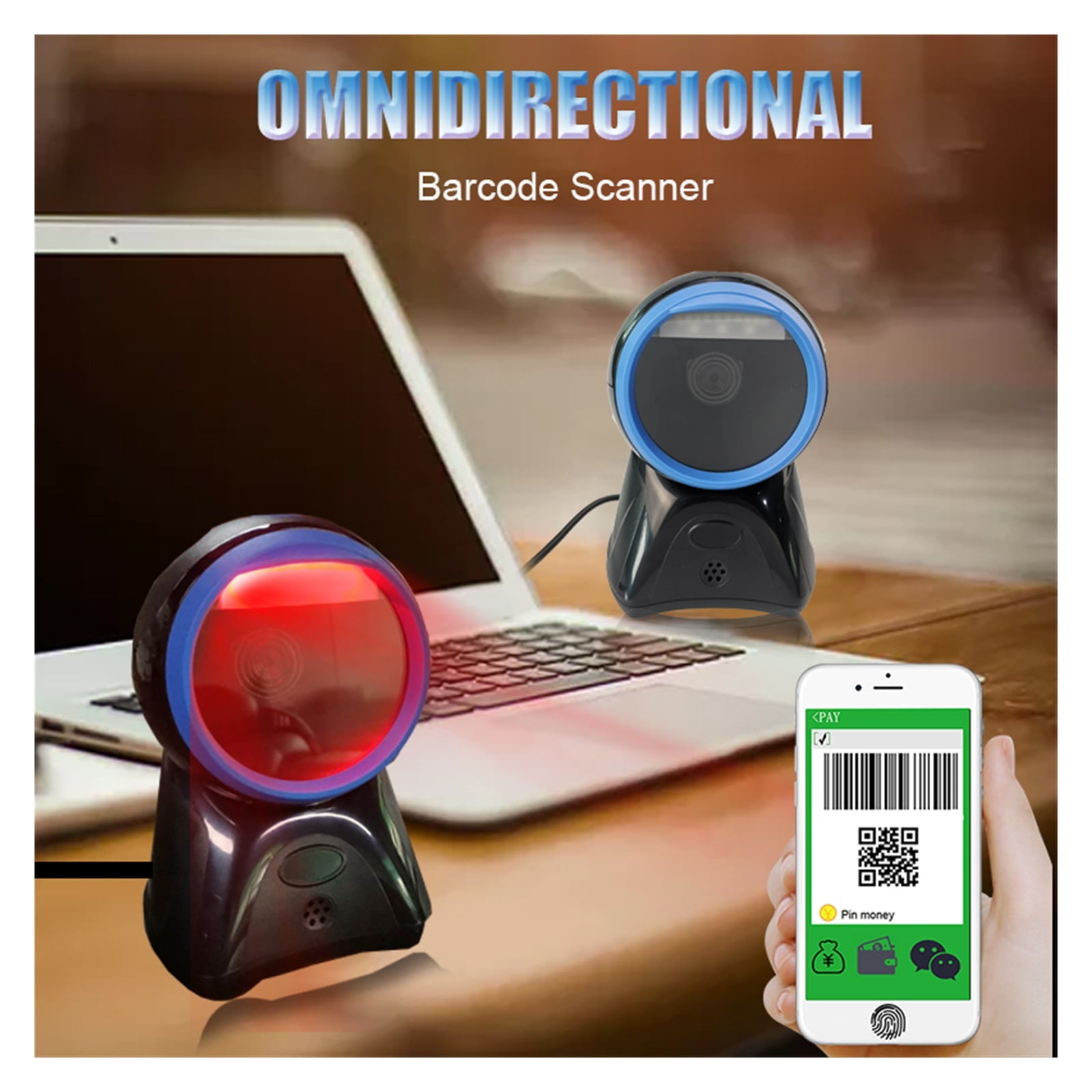 Barcode Scanner Desktop USB Omnidirectional Barcode Scanner 1d 2d Qr Code Reader Barcode Reader Desktop For Supermarket Store ,Easy to Operate