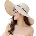thumbnail image 3 of Big edge straw hat ladies summer sun hat sunscreen seaside all-match beach hat travel foldable sun hat/Beige, 3 of 7