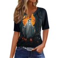 thumbnail image 6 of Halloween Witch Shirt Women V Neck T Shirt Funny Graphic Tee Tops Dark Gray 2XL, 6 of 6