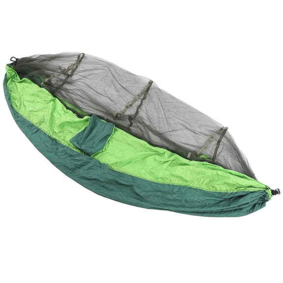Xirurus Camping Hammock Breathable Lightweight Portable Double 2 Person Hammock Tent with Mosquito Net for Outdoor Hiking Survival Travel, Dark Green and Light Green, 55 x 102 inches / 140 x 260 cm