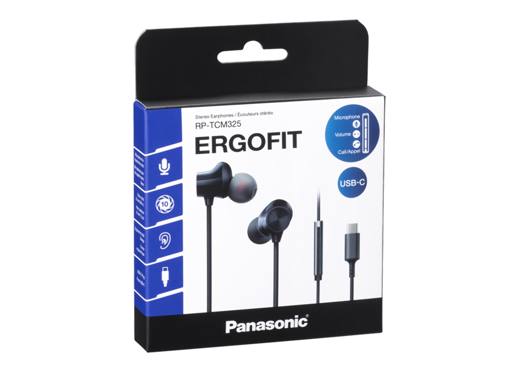 ErgoFit In-Ear Earbud Headphones with Microphone, USB-C Compatible
