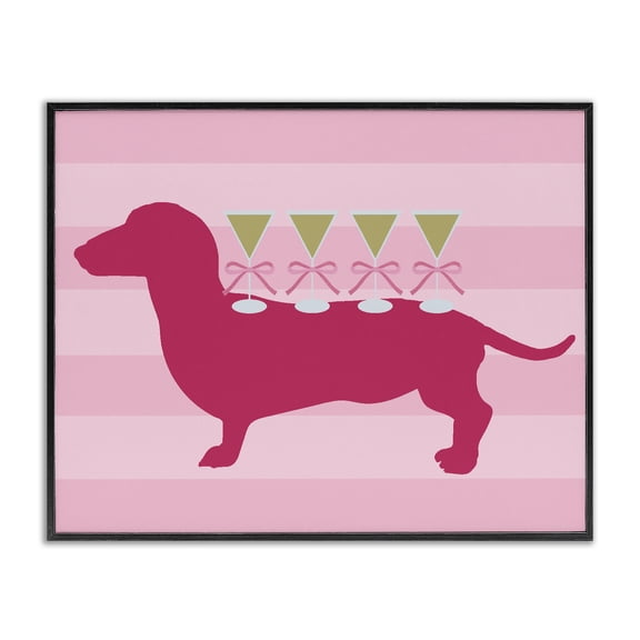 Stupell Industries Eclectic Pink Dachshund With Martinis Black Framed Giclee Art, 14 x 11, by Lil' Rue