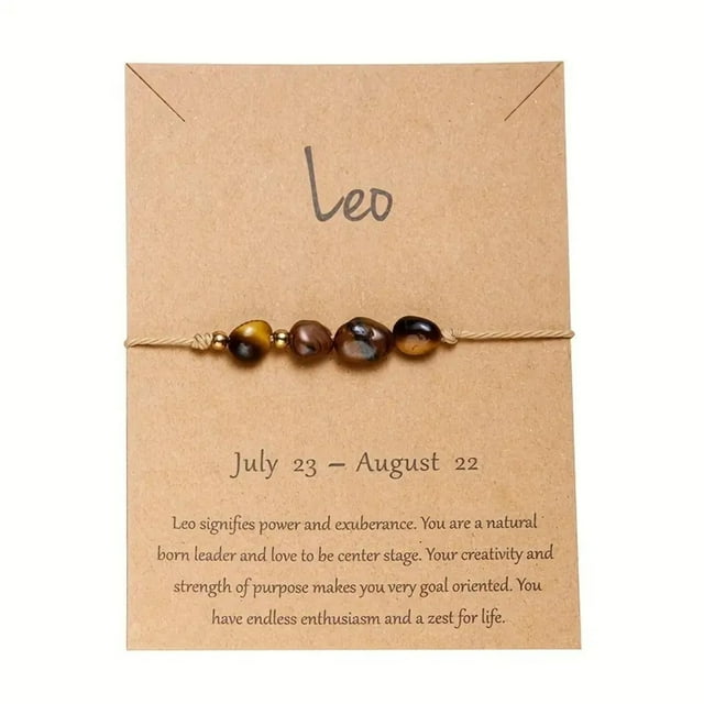 Xihbxyly Pulsera de Piedra de La Suerte, Temática de Constelaciones Vintage, Piedra Natural, Tarjeta Del Signo Del Zodíaco, Regalo Familiar, Buena Fortuna, Diseño Ajustable