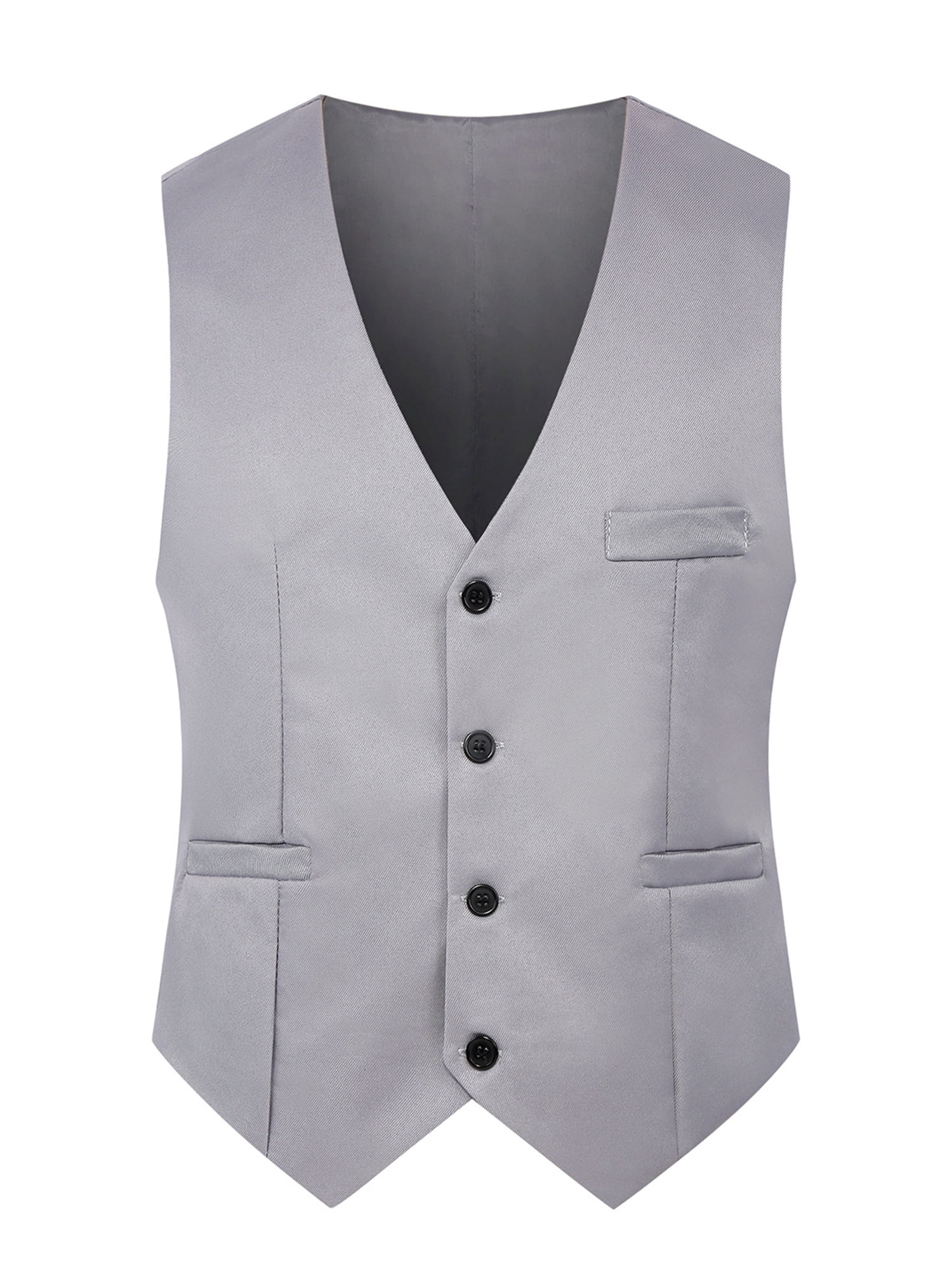 Lumento Men Suit Vest V Neck Waistcoat Solid Color Business Vests Mens