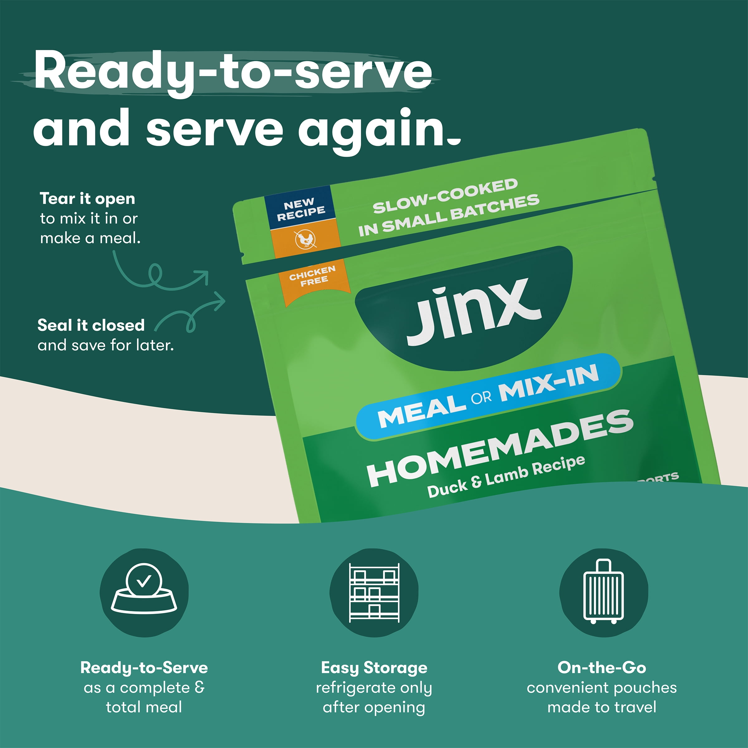 Jinx Homemades Duck & Lamb Recipe Wet Natural Dog Food 9 oz Pouch