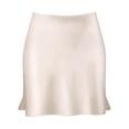 thumbnail image 4 of Satin Mini Skirt for Women High Waist Dress Style Elastic Band Glossy Flare Hem White XL, 4 of 4