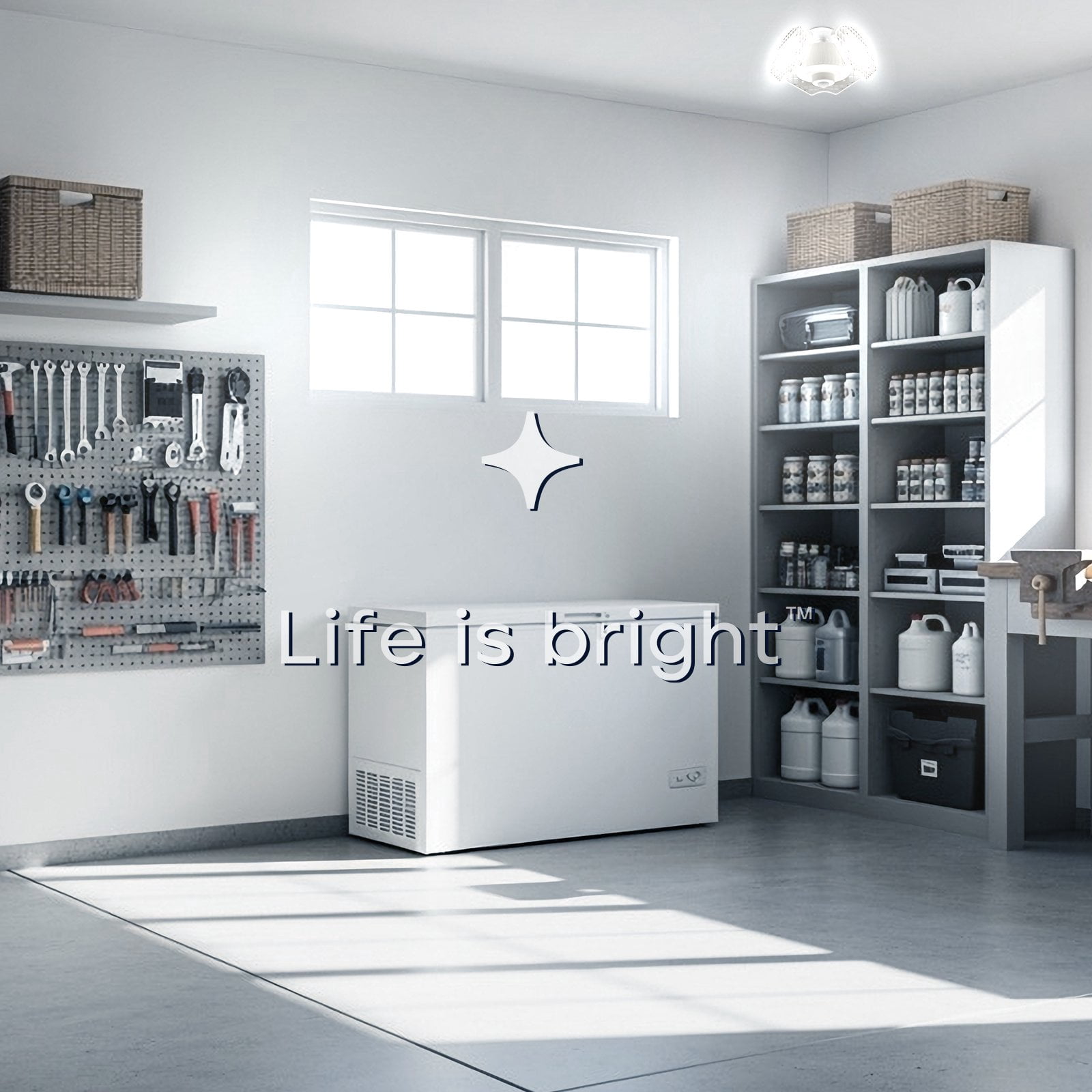 Luxrite LED Garage Light with Motion Sensor, 5000K, 80W, 8000LM, E26 Base, Deformable 3 Panel Lights 4590, ETL 2 Pack