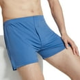 thumbnail image 2 of Tnhcen Men's Summer Pajama Shorts Breathable Mesh Loose Fit Casual Home Wear Solid Color Boxer Brief Style Nylon Spandex L - 4XL Sleepwear Lounge Pants, 2 of 5