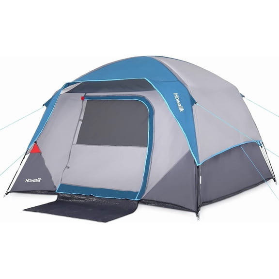 Camping Tent, Tent for Camping, Easy Set up Camping Tent 4 Person and 6 Person for Hiking Backpacking Traveling Outdoor, Light Blue