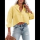 thumbnail image 3 of Camisas de Mujer con Botones, Tops Casuales de Larga, Blusa con Solapa y Bolsillo en el Pecho Amarillo XXL, 3 of 8