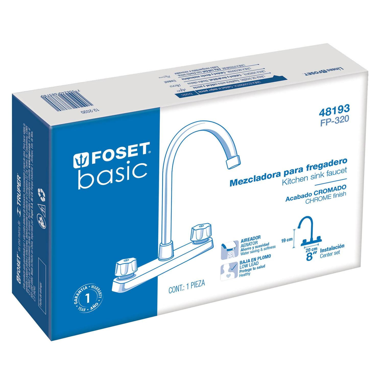 Mezcladora de ABS p fregadero cuello alto estandar Basic Foset. 48193 Bodega Aurrera en linea