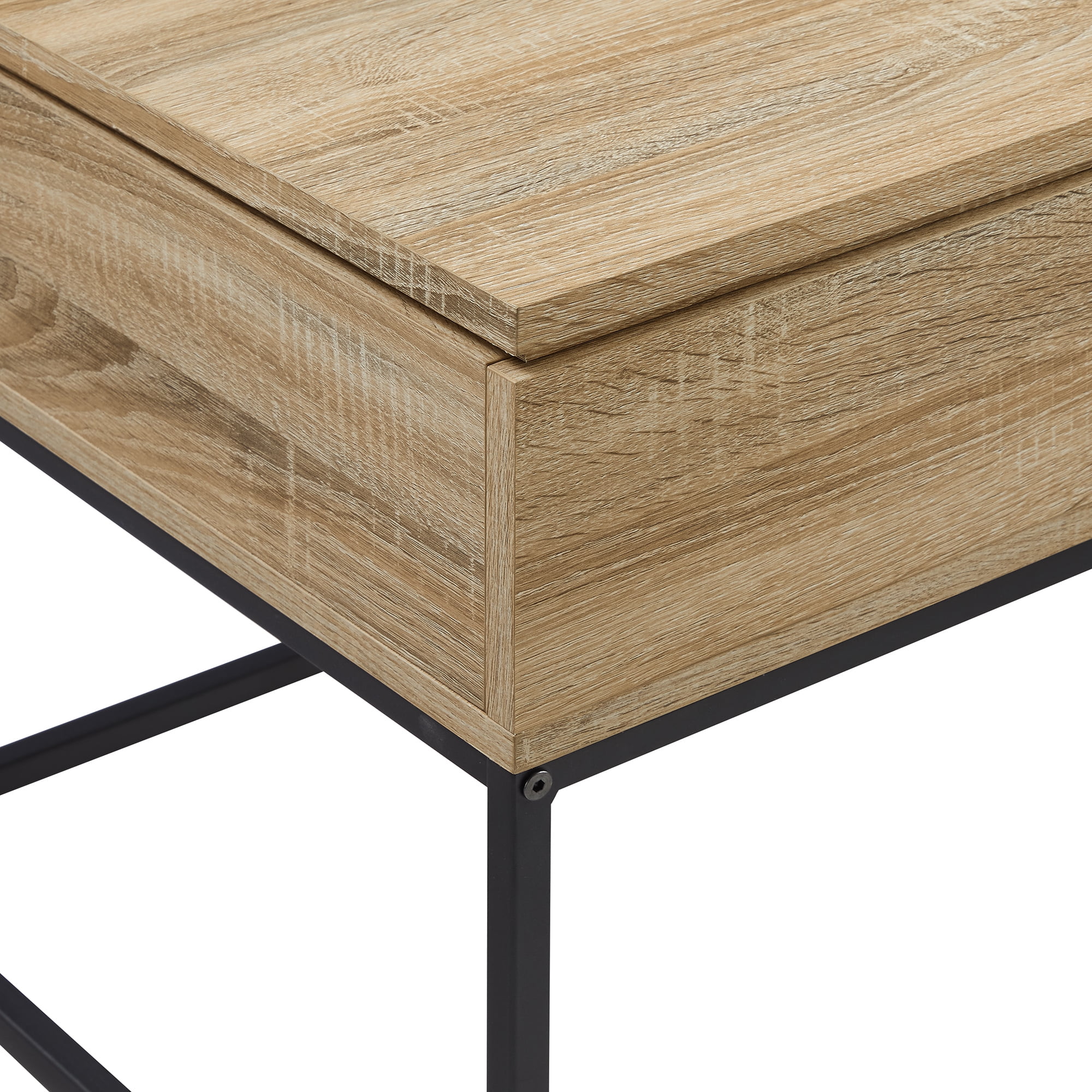 Walker Edison Modern Wood and Metal Lift-Top Coffee Table, Natural